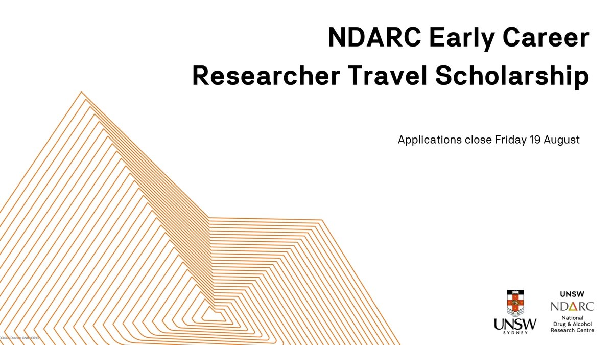 NDARCNEWS's tweet photo. Apply for an #NDARC Early Career Researcher Travel Scholarship to attend the ASCEND symposium (19 Sep), NDARC Annual Research Symposium (20-21 Sep) &amp;NDARC Early Career Networking Event (22 Sep). Includes airfares, accom, &amp; food. ✈️🛏️🍴 

Apply here → https://t.co/4wN4SbtRuX https://t.co/wwU47NE6qw