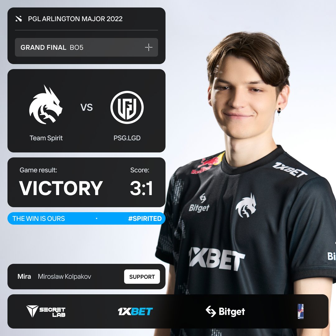 Team__Spirit's tweet photo. WE DID IT! 

#SpiritDota #Dota2 #ArlingtonMajor https://t.co/wDd6UeFn25