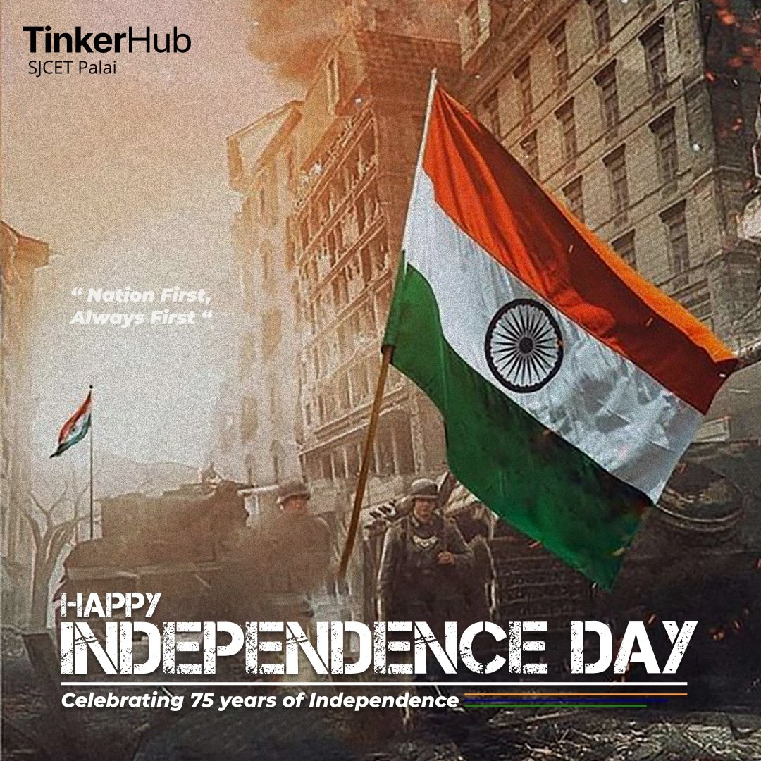 tinkerhubsjcet's tweet image. ”At the stroke of the midnight hour, when the world sleeps,India will awake to life and freedom”.
        On the 75th Independence Day,let’s commemorate the strive,struggles and vision of our forefathers💫.Let us also uphold the virtues of peace and harmony🕊.