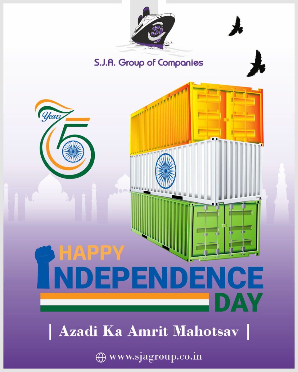 sja_group's tweet photo. Getting protection of your belongings is the birthright and you shall have it....that's SJA promise this independence day!
Let's salute the nation on this 75th #IndependenceDay.
#HappyIndependenceDay #AzadiKaAmritMahotsav #75thIndependenceDay #SJAGroup #Logistics #India https://t.co/AAf1KzBHLt