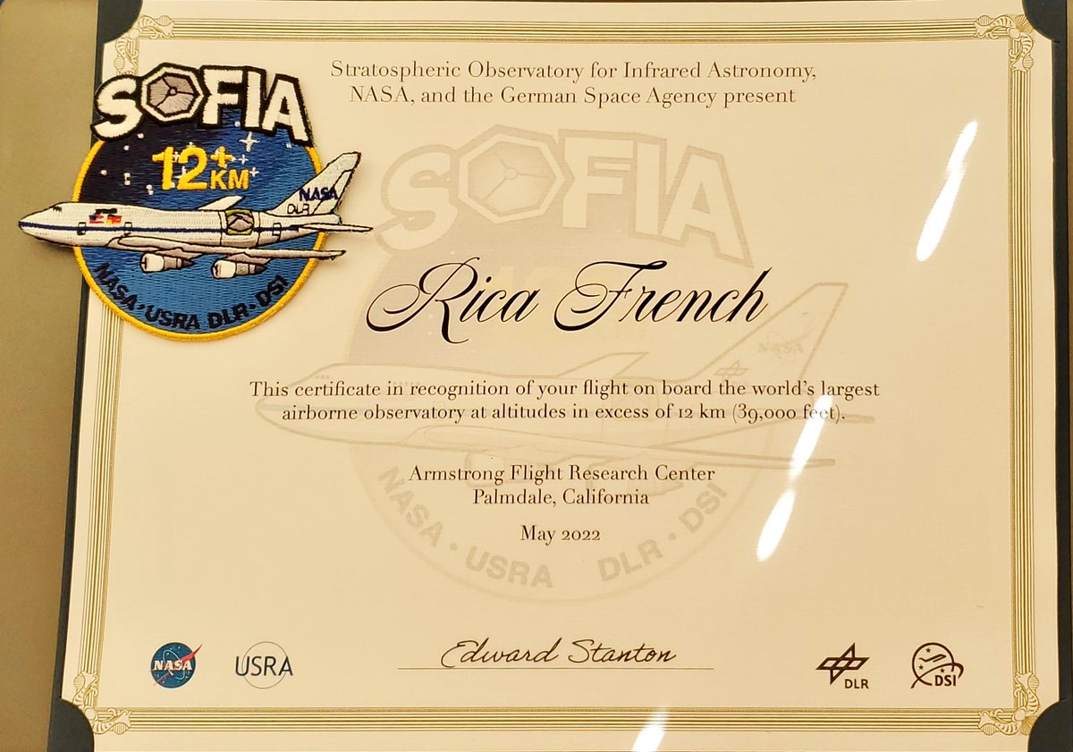 ricadink's tweet photo. Wasn't expecting this. Thank you @SOFIAtelescope, @NASA, @DLR_en, @SETIInstitute, @NASAArmstrong, @USRAedu, @SOFIA_DSI. It was an honor to be a small part of the program. #NASA #SciAct #ScienceActivation #AirborneAstronomyAmbassador #astronomy #WomenInSTEM #STEM #teachers https://t.co/sgOAqjIHPx