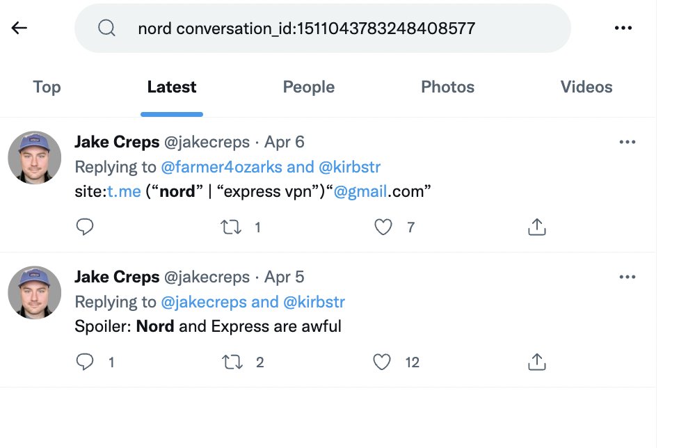cyb_detective's tweet photo. 2 little known Twitter advanced search operators:

conversation_id: 1511043783248408577  
(search in all replies to a particular tweet)

quoted_user_id:1425493647257128966 
(see all quoted tweets of a user with a specific ID)

* user ID can be found here https://t.co/8YUJGNlr7T https://t.co/pvJ73BbAca