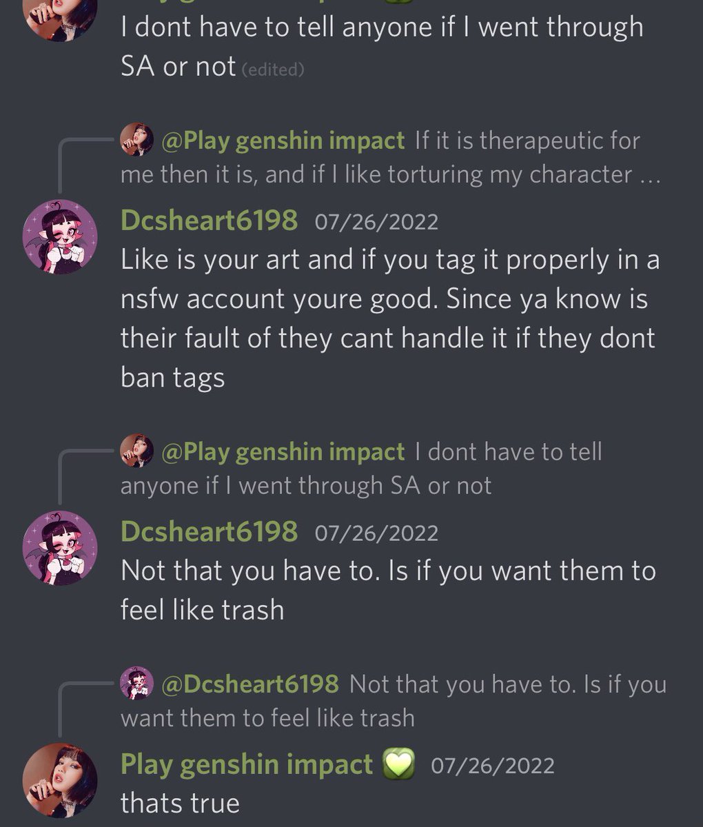 YBFServerLeaks's tweet photo. #1
There are some within these servers who are encouraging others to either lie about and/or weaponize stories of sexual assault in order to make others who are uncomfortable with these accounts feel guilt when they share their discomfort.
#YourBoyfriendPeter
#YourBoyfriendGame https://t.co/qyHheBKEqB