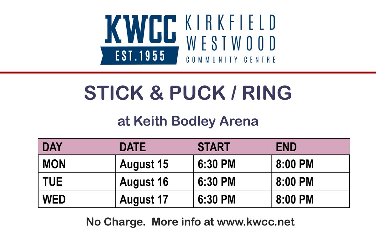 Head over to Keith Bodley Arena for some stick and puck/ring!

#SJAMHA