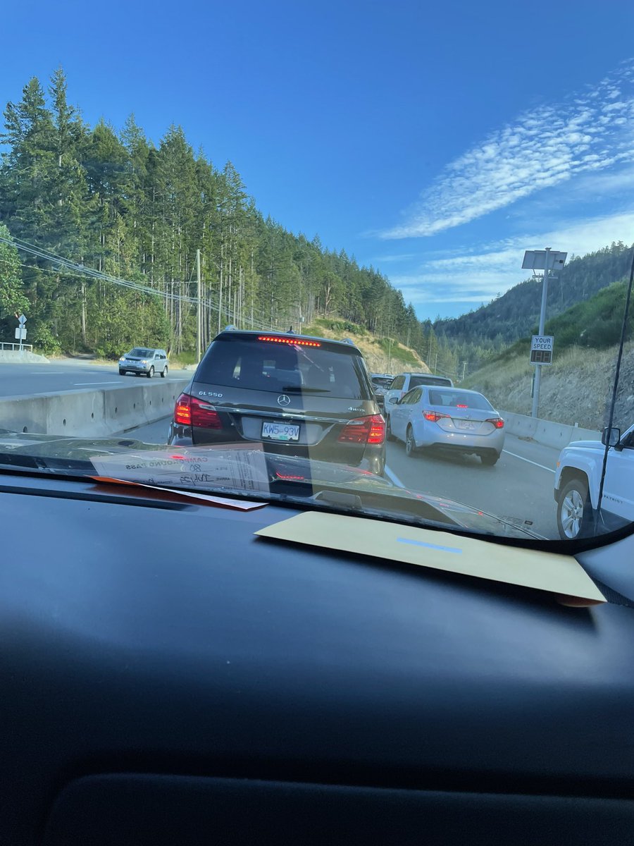Thought we were smart and headed down the #Malahat later, but we are still crawling to the one lane 🥺