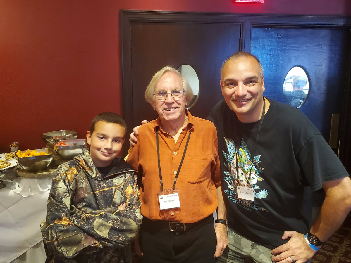 LenoxArtist's tweet photo. Wellsboro Comic Con went out with a bang today.  Got to meet the legendary Roy Thomas and chat with the transcendent @khoiphamart ... and a metric ton of awesome fans getting my books, prints and merch.  #lordsofthecosmos #sataniccoloringbook https://t.co/sdP47OeqDi