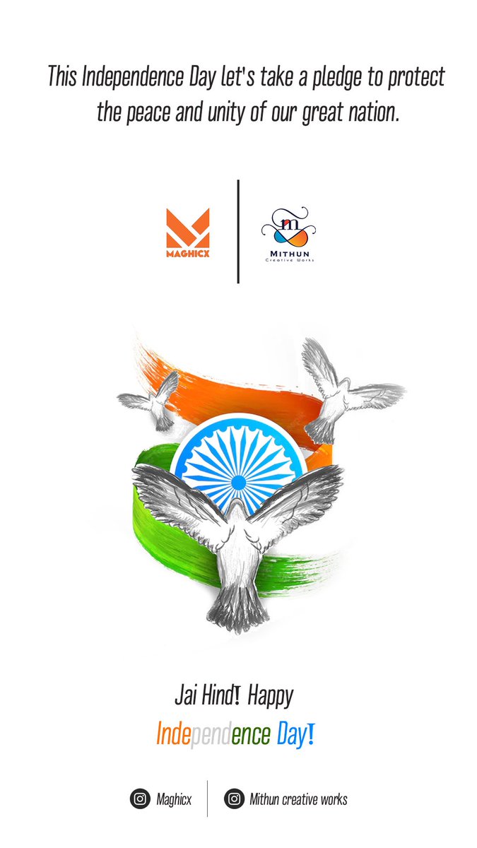MithunCreativeW's tweet photo. 🇮🇳 _This Independence Day, let's take a pledge to protect the peace, diversity, harmony, and unity of our great nation._*Happy Independence Day.*🇮🇳
#Mithuncreativeworks
#IndiaAt75 #IndependenceDay2022 
#India https://t.co/yHcpnUpY0N