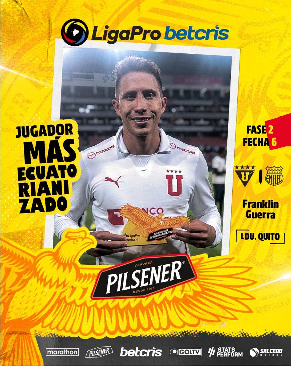 🥇Franklin Guerra del <a href="/LDU_Oficial/">LDU Oficial</a> es el jugador más ecuatorianizado <a href="/PilsenerEcuador/">Pilsener Ecuador</a> 🔥
⠀⠀⠀⠀⠀⠀⠀⠀
¿Cuántos likes para este futbolista? 👍⠀⠀
⠀⠀⠀⠀⠀⠀⠀⠀⠀
#LigaProBetcris #JugadorMásEcuatorianizado🇪🇨