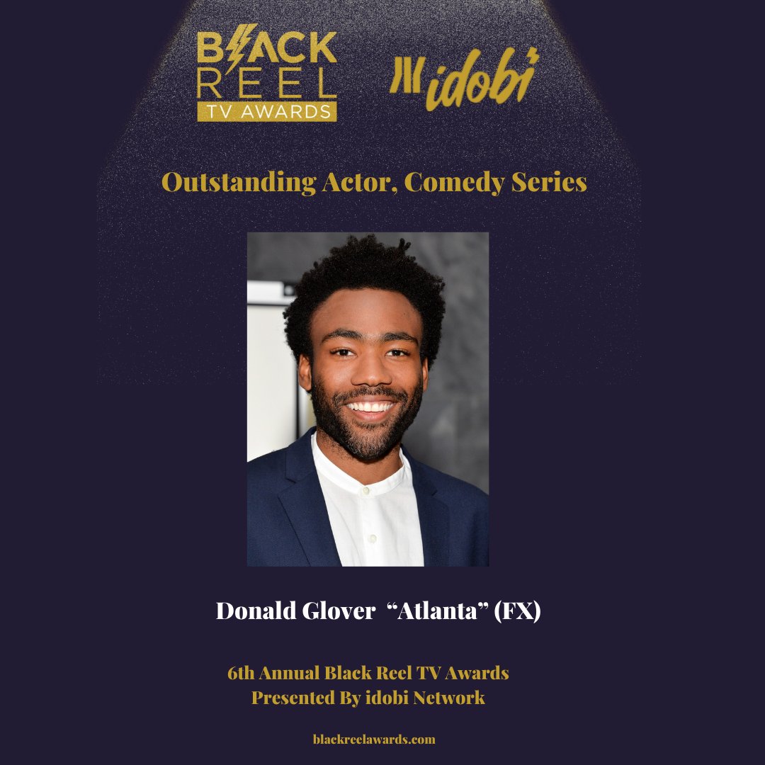 BlackReelAwards's tweet photo. Winner Outstanding Actor, Comedy Series: @donaldglover  @AtlantaFX  #BoltsTV #BlackReelTVAwards #BlackTelevisionMatters #idobi #idobinetwork #donaldglover #atlanta https://t.co/RqW5VH0mDe