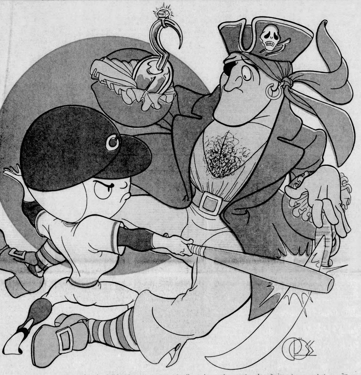 cammillerfilms's tweet photo. Cincinnati Post cartoon when #Reds beat #Pirates in 1975 playoffs. https://t.co/D07kF6AqaB
