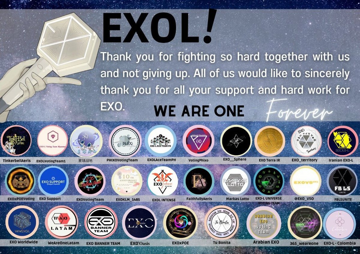 Dear Lovely Fanbases, thank you for fighting so hard together, for not giving up, for all encouragement and joke, for everything!❤️
Thank you for all EXO-Ls who join and fight together till the end too❤️

Let’s keep earning the hearts❤️

<a href="/weareoneEXO/">EXO</a> #EXO #엑소