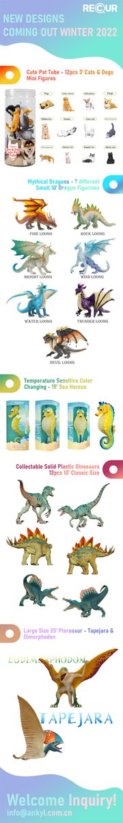 RecurToys's tweet photo. New arrivals 2022!
Original designs from 3' to 25' animal figurines, check out for different range &amp; series!
#dragonfigure
#animalfigure
#seahorse
#cutpetfiures
#recurtoys
#newdesigns https://t.co/JMQ7nuYuI1