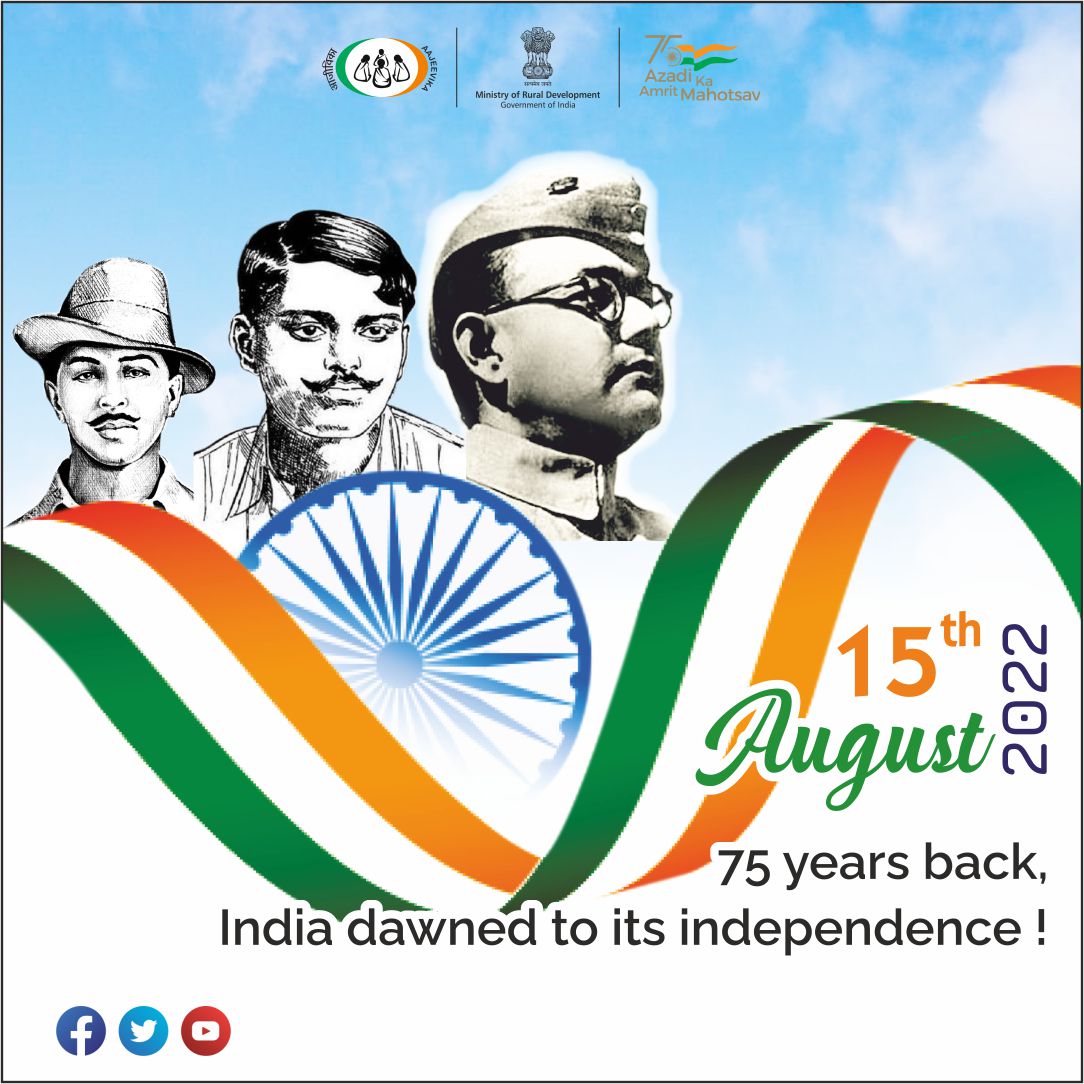 DAY_NRLM's tweet photo. 75 years back, India woke up to a new life and freedom. Let’s remember those who dedicated their lives to the freedom struggle.
#IndependenceDay #AzadiKaAmritMahotsav #HarGharTiranga https://t.co/QojJ5aPZWF