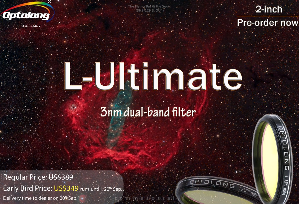 Optolong_filter's tweet photo. Sorry to have kept you waiting...L-Ultimate is finally arrival with an encouraging price. Everything we do is worthy!
It's about a 3nn dual band designed to drastically reduce the effect of light pollution...click the link for details &amp; review. 
https://t.co/08OTVQsB1l

#Lulimate https://t.co/fo2cZtfWog