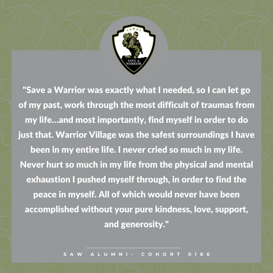 saveawarrior's tweet image. Testimonials like this bring us back to the center. Thank you to our alums who follow up with us, honor the seat, and continue to do the work. We love you! 

#JustSaveOne #WeCameBackForYou #ComplexPTS