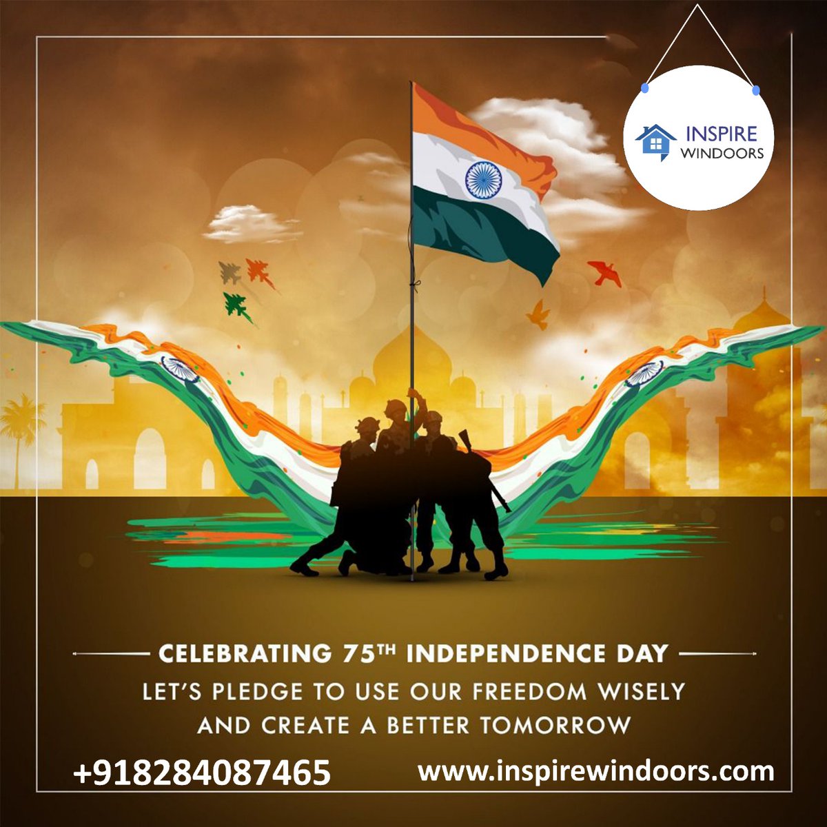 InspireWindoors's tweet photo. Let’s keep the memories of all the people who sacrificed their lives for our country alive. Wishing you a Happy Independence Day 2022! https://t.co/R5YXy2ysto