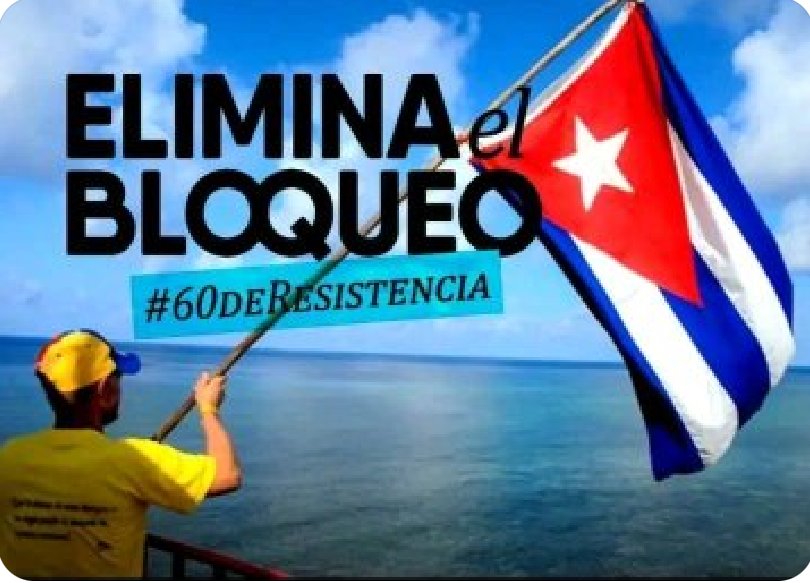 El bloqueo genocida contra #Cuba es ilegal, criminal, injusto e inmoral. #NoMasBloqueo
#LatirAvileño 
#CubaPorLaVida #CubaPorLaPaz
#MatanzasNoEstaSola #FuerzaMatanzas 
#CubaPorLaPaz #CubaEsAmor <a href="/AvilaEpt/">EPT Ciego de Ávila</a> <a href="/LatirAvileno/">Latir Avileño</a> <a href="/SanchezSuriely/">Suriely Sánchez</a> <a href="/CiegoPortal/">PortalAvileño</a> #CiegoDeÁvila <a href="/ManuelM20298965/">Marin</a>