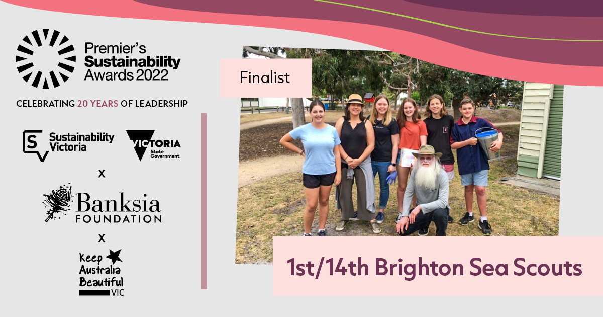 SustainVic's tweet image. It's #KABWeek and we're celebrating the 2022 Premier's Sustainability Awards finalists helping to reduce litter.

Brighton Sea Scouts are monitoring microplastics pollution across Port Phillip Bay catchments to inform gov't litter reduction strategies.

➡️ sustainability.vic.gov.au/1st-14th-brigh…