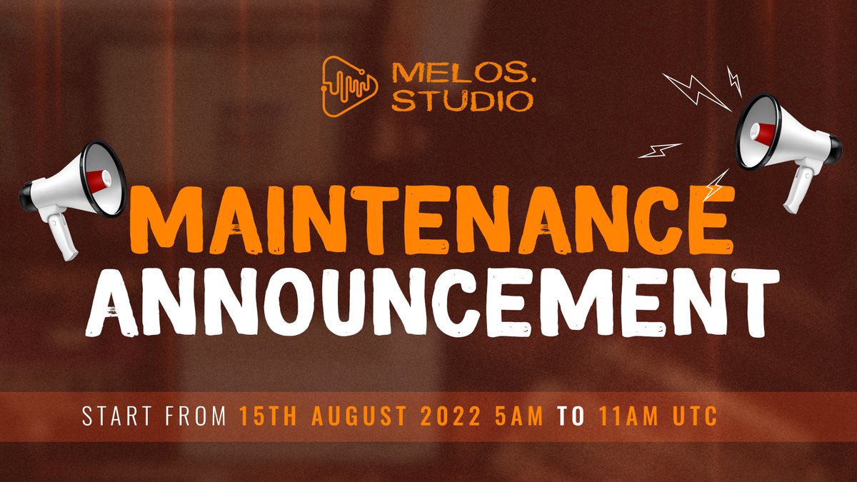 melos_claw's tweet photo. 🚨Maintenance Announcement🚨
Please note that https://t.co/PBJlOdla1C will be undergoing maintenance from 5 AM - 11 AM UTC, 15th Aug
We are BUIDLing the better #MelosStudio for Melosians and #MusicNFT lovers.
#RockinWithMelos https://t.co/ixZvY7sevL