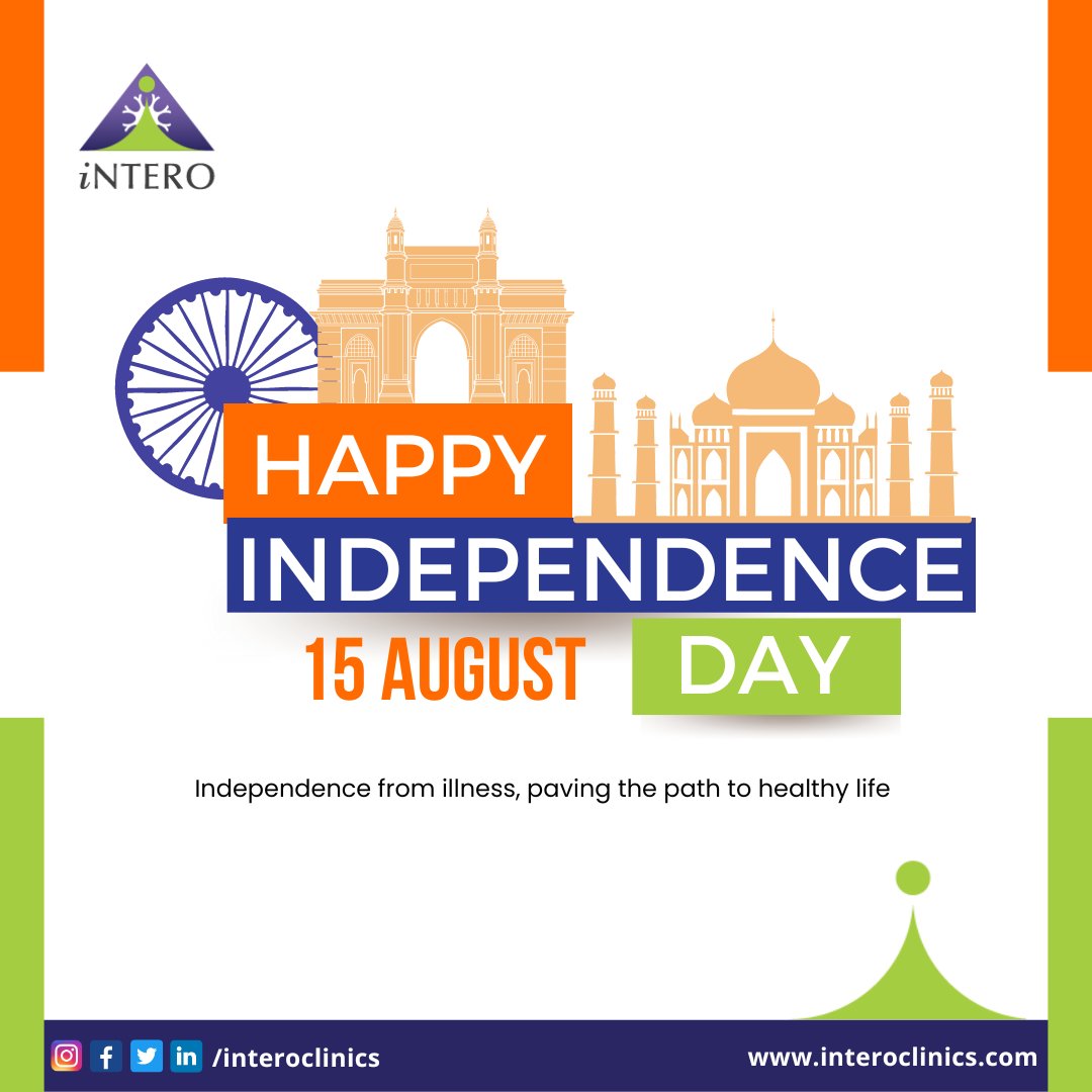 interoclinics's tweet photo. Celebrate this Independence Day by vowing to free yourself from illness! Pave the way to a healthy life for yourself and your loved ones by making healthy choices every day.
#independenceday2022 #independencedayofindia #HappyIndependenceDay #IndependenceDay #Intero #Interoclinics https://t.co/ahi9enG3Rv
