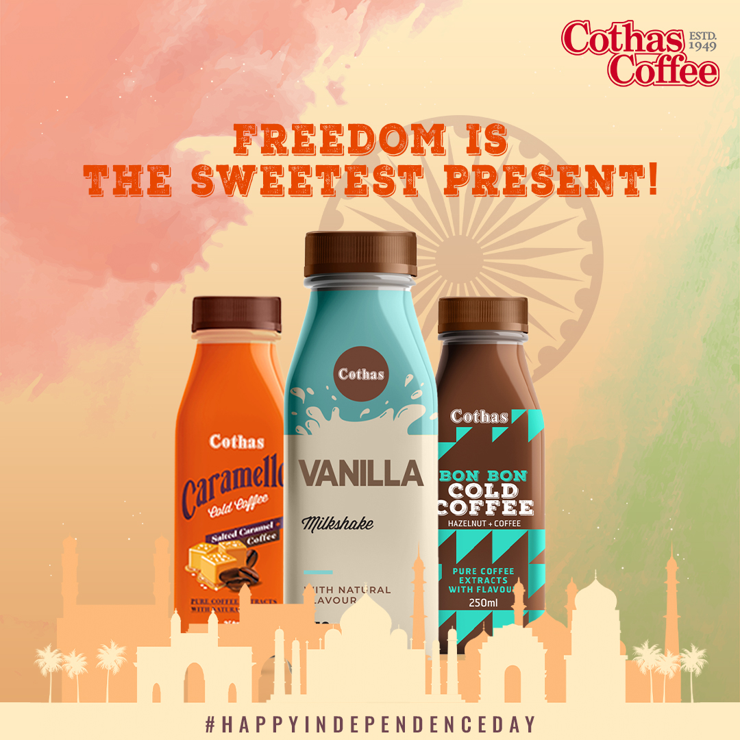 It's not just any Independence day- it's India's 75th birthday! On this joyous occasion, let's celebrate all the great progress we have made, and pledge to take greater strides for our nation. 

#CothasCoffee #IndependenceDay  #75thindependenceday #AmritMahotsav #ExplorePage