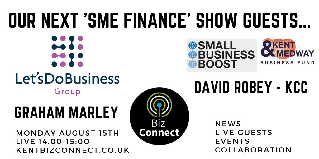 TODAY! Our Next 'SME Finance' Special Guests; David Robey Deputy Cabinet Member Economic Development KCC <a href="/Kentcc_business/">KCC Business Advice Kent</a>, Graham Marley Chief Executive Let's Do Business Group @ldbgroup. Join us 2-3pm. #Kent #Business #Finance #Support kentbizconnect.co.uk