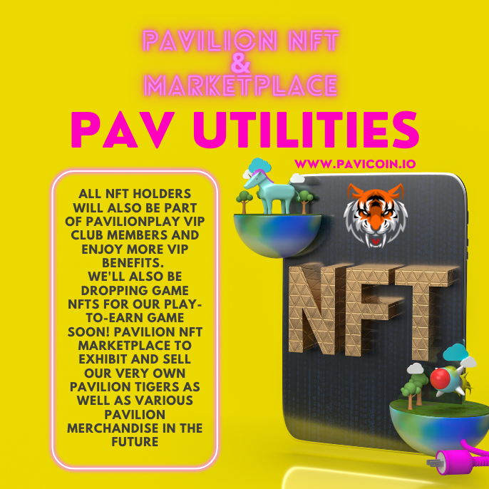 pavcoin's tweet photo. Introducing our Pavilion NFT
There will be 3 different types of NFTs:
- Collectible NFTs
- Gaming P2E NFTs
- SocialFi Video NFT
Website: https://t.co/9CMW17DG5z
Telegram Group: https://t.co/jNTChC9hfS
Telegram Channel: https://t.co/xQvzXCB2fb
$PAV #nft #Pavicoin #PavilionNetwork https://t.co/uwf1TN5DX1