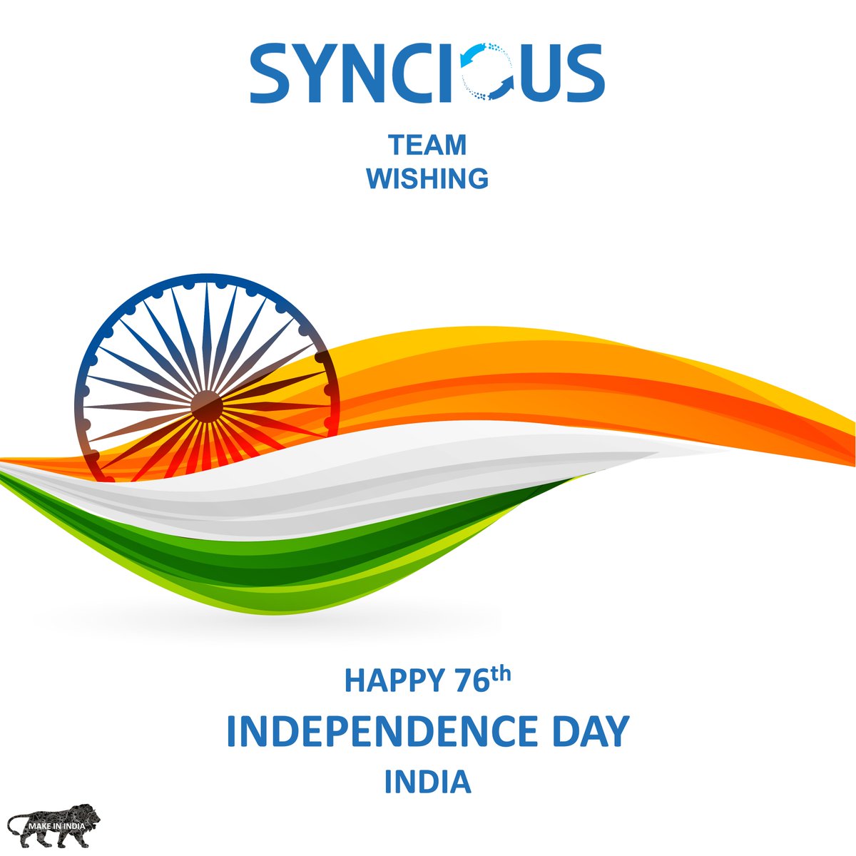 SynciousApp's tweet photo. Let's celebrate the 76th Independence day, Incredible India.

#IndependanceDay #India #MakeInIndia https://t.co/uaG26cxRIE