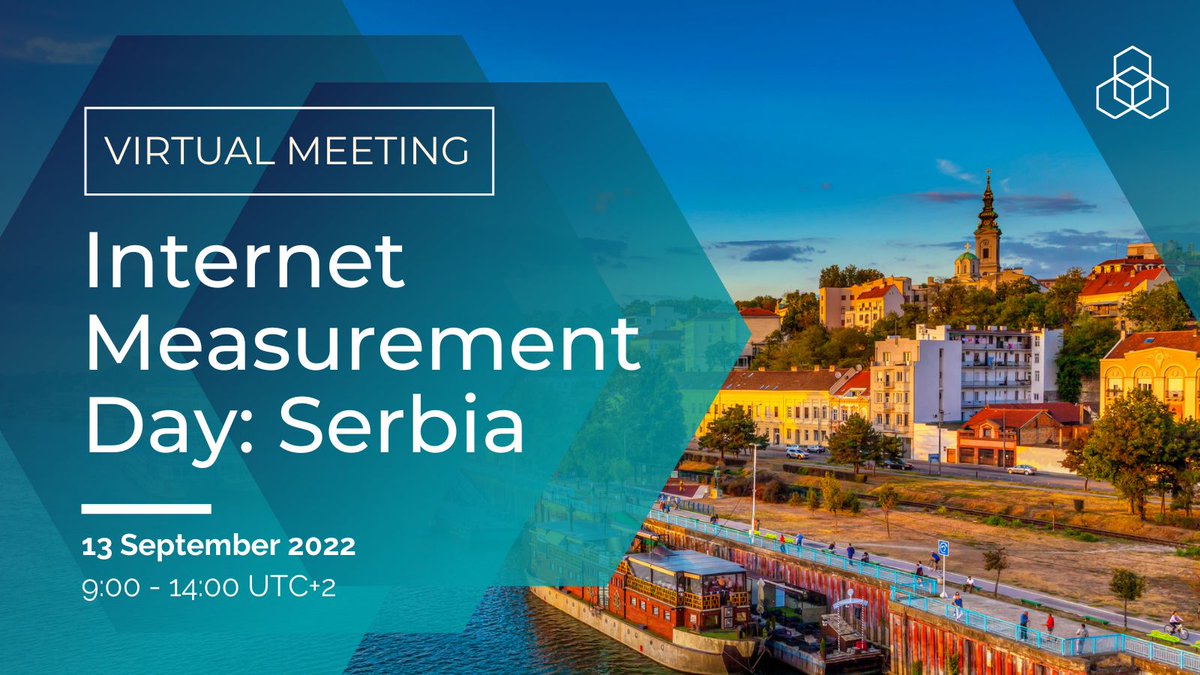 ripencc's tweet photo. Our Internet Measurement Day for Serbia takes place virtually on 13 September. Join us to share experiences, tools and best practices on how to measure the Internet. The event is free and open to anyone: https://t.co/n7rrF4xEzd

#IMD #internetmeasurements https://t.co/0oZVb9CE29