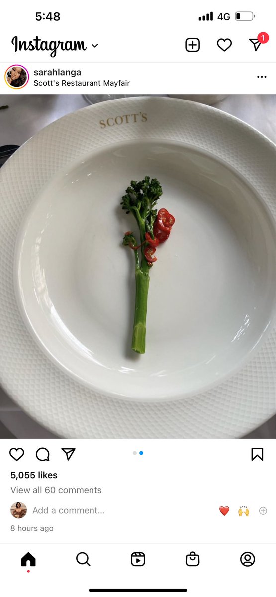 Is this seriously what restaurants are reduced to? And people actually commenting on this post asking what this is? Thinking it’s asparagus? What the fuck has happened to society? One cheap piece of broccolini decorated w/ one chilli is a thing now? instagram.com/p/ChQlPBcKHUI/…