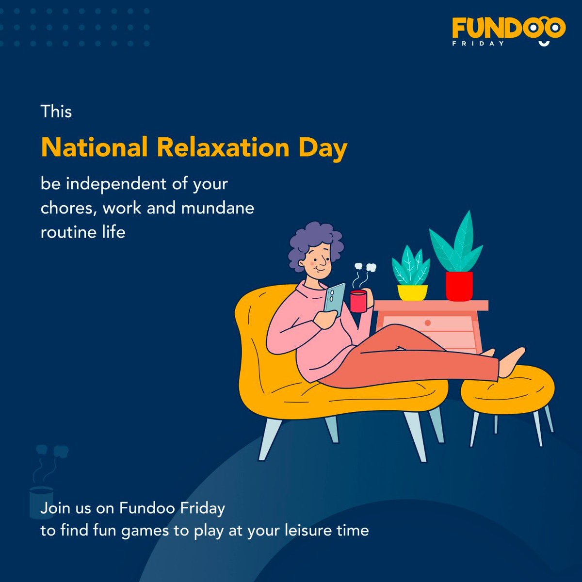 FundooF's tweet photo. Give your team well deserved break on this Relaxation day with an exciting gaming experience from Fundoo Friday ๐ฑ๐
Link : https://t.co/FiF2qPtgWM
#funday #relax #relaxationday #fundoofriday #fun #employees #employee_engagement https://t.co/M4XJ9UMFgW