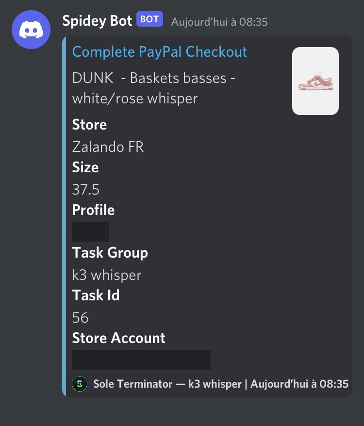 okayokayy__'s tweet photo. x11 whisper on zalando 
bot : @BananaFramework @thesolerestocks 
cg : @earlycookfr @speedsignals_eu @palscook 
proxies : @TyphonClub 
ACO : @JungleAco https://t.co/RVmdqK96Jy