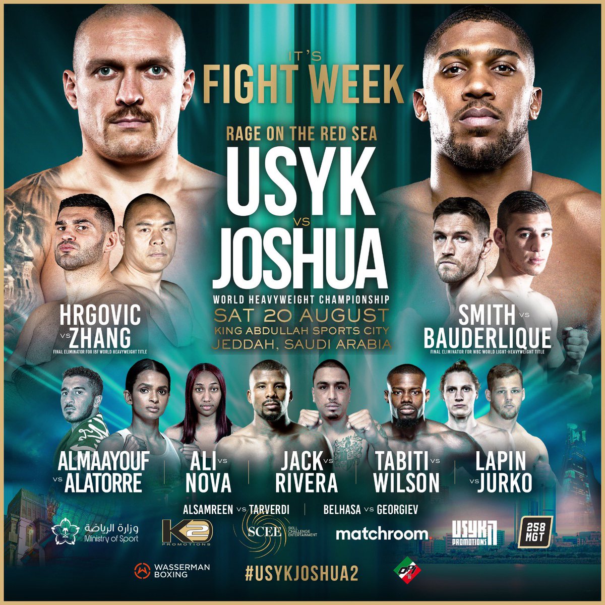 MatchroomBoxing's tweet photo. A 𝐌𝐀𝐒𝐒𝐈𝐕𝐄 week ahead! 👊💥 

#UsykJoshua2 #RageOnTheRedSea https://t.co/adMHrTUuLM
