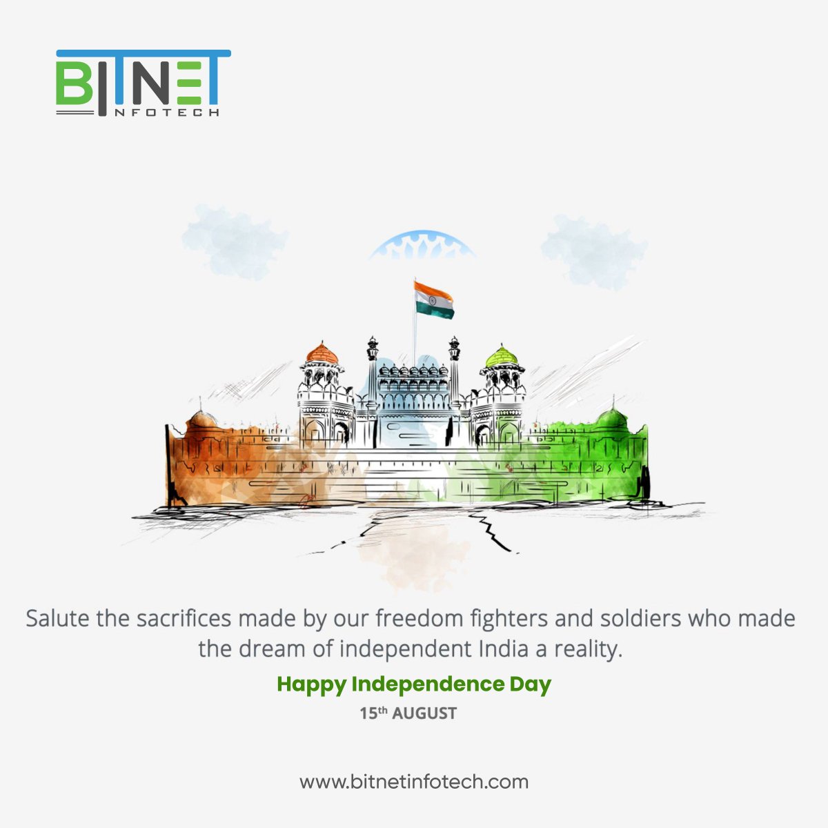 Bitnet_Infotech's tweet photo. ๐ฎ๐ณThis Independence Day, let's salute the sacrifices made by our freedom fighters and soldiers who made the dream of independent India a reality.
#bitnetinfotech #bitnet #independenceday2022 #independenceday #festival #webdesign #webdevelopment #android #ios #graphicdesign https://t.co/bZznF7NDJe