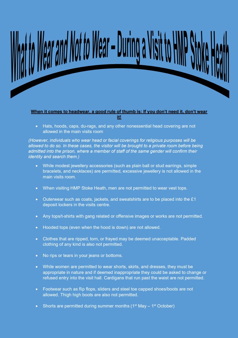 Good morning!

Please see the below guidance for visitors at Stoke Heath. 

Please ensure that you are not wearing flip-flops or sliders when attending Stoke Heath for a visit.