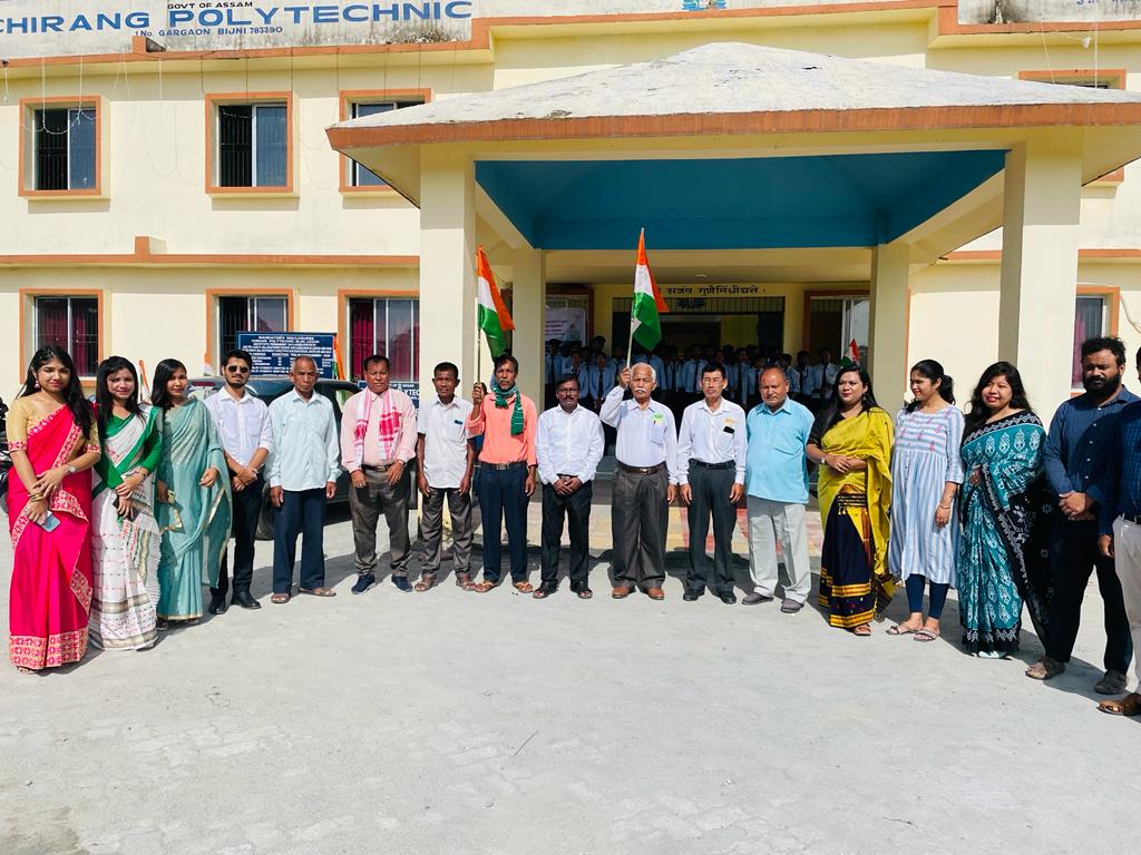 chirang_poly's tweet photo. Celebration of 76th Independence Day at Chirang Polytechnic. The National Flag was hoisted by the Principal in presence of Faculties, Staff and some renowned people of the locality.
#75 years of India's Independence https://t.co/8EZTlHBJly