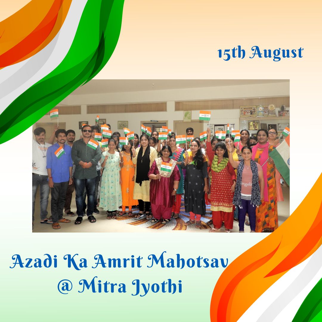 All the staff members and students of #MitraJyothi celebrated the 75th Independence Day with a lot of zest and zeal. 
#visuallyimpaired #AzadiKaAmritMahotsav #Inspiration #Organizationforblind #awarenesscreation  #Schoolforblind  #personswithdisabilities  #ngo  #independenceday