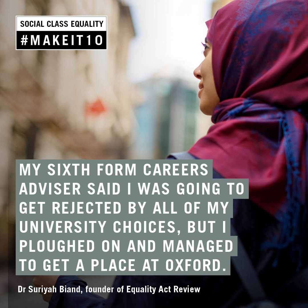 British Psychological Society (@bpsofficial) on Twitter photo "The social mobility ladder was sold to me as the only way out."
<a href="/DrSuriyah/">Dr Suriyah Bi</a>, Founder of <a href="/EqualityActRev/">Equality Act Review</a> , experienced many different layers of inequalities, which led her to believe "We need reform, and class has got to be protected."
#MakeIt10 👉 bit.ly/WeNeedReform "The social mobility ladder was sold to me as the only way out."
<a href="/DrSuriyah/">Dr Suriyah Bi</a>, Founder of <a href="/EqualityActRev/">Equality Act Review</a> , experienced many different layers of inequalities, which led her to believe "We need reform, and class has got to be protected."
#MakeIt10 👉 bit.ly/WeNeedReform
