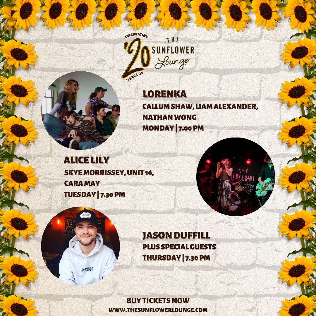 Sunflowerlounge's tweet image. THIS WEEK 💥

🌻 TONIGHT - Lorenka
🌻 Tuesday - Alice Lily
🌻 Thursday - Jason Duffill 
🌻 Friday - @ChloeMogg
🌻 Saturday - @glassceilingsof
🌻 Sunday - Louis D Prince

Tickets: bit.ly/3RbkaWO
