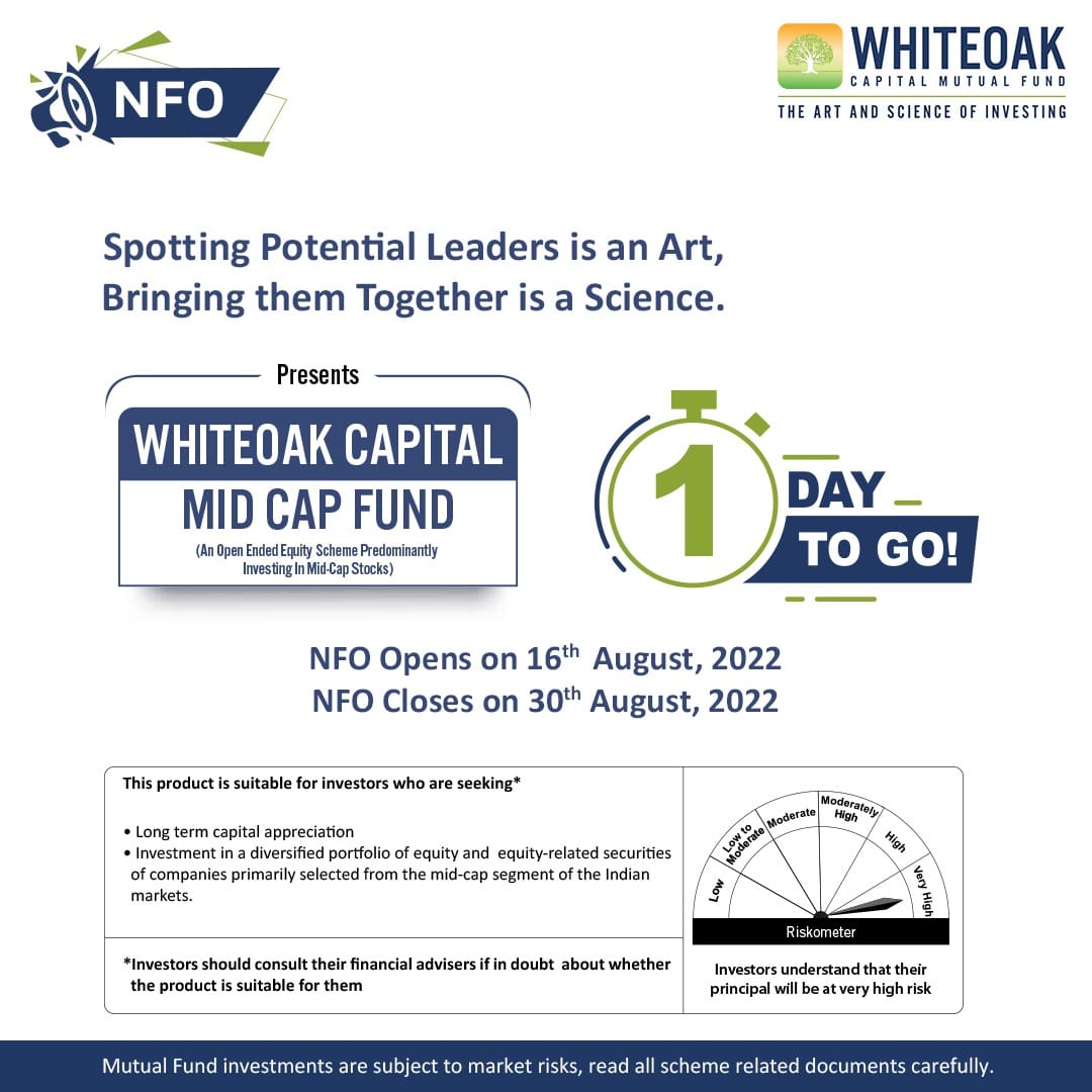 WhiteOakCap's tweet photo. #WhiteOakCapital Mid Cap Fund NFO will be live tomorrow. Don't forget to invest!
#WhiteOakCapitalMutualFund #WOMidCap #NewFundOffer #Investment #WealthCreation #Wealth #FinancialGrowth #FinancialPlanning #MutualFunds #NFO #Investing #EquityFund https://t.co/peWZmbSMmH