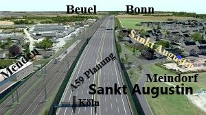 A565Autobahn's tweet photo. Heute Beginn "Planfeststellungsverfahren 8-streifiger Ausbau A59 AD #SanktAugustin -West/AD #Bonn -Nordost" Erhebt EINWENDUNGEN! Hier soll eine weitere urspünglich lokale Auobahn zur transnationalen Großautobahn ausgebaut werden! Betrifft auch #Köln! https://t.co/FFVqQJd1G6 https://t.co/8eXnYQGDme