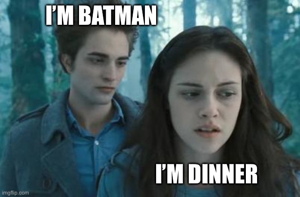 WallaceConquers's tweet photo. “#Twilight? Twilight?”
“Yeah, it’s a great series of books.”
“Don’t you mean cookbooks?”
“That’s not funny!”
“C’mon! Even Ol‘ Sparkly Edward admitted Bella would be a tasty petit four.”
#vss365 #wasthatwrong https://t.co/dHVJNGU4cM