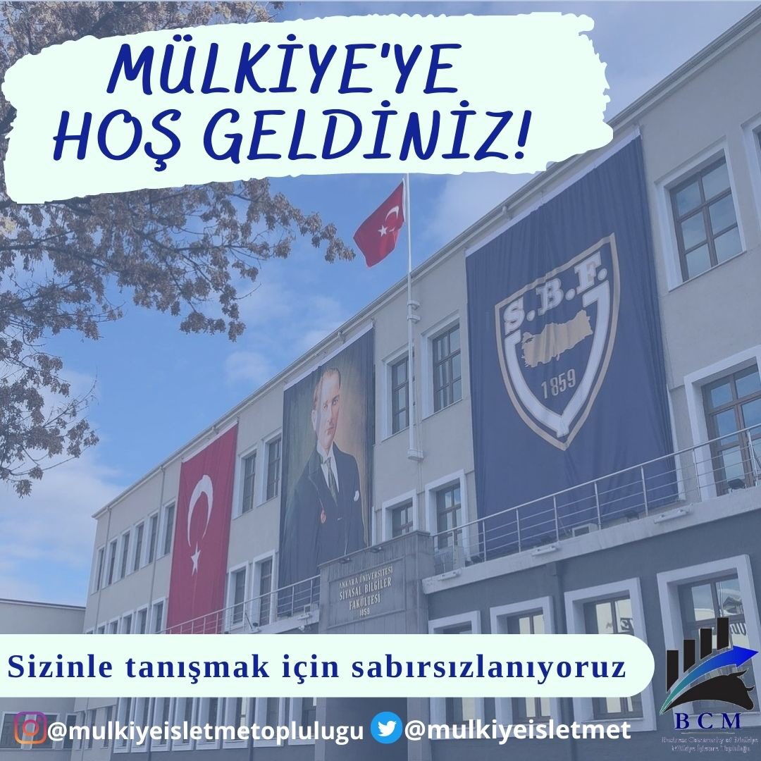 Seni aramızda görmekten mutluluk duyuyoruz. En güzel günlerini yaşayacağın bu dönemde Mülkiye İşletme Topluluğu olarak yanındayız. Hem fakülte hem bölüm hakkındaki merak ettiklerini bize sorabilirsin. MÜLKİYE'ye HOŞGELDİN. #mülkiye #mektebimülkiye
