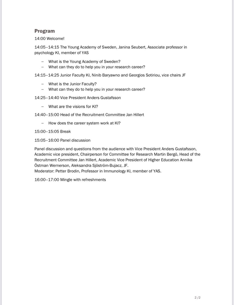 The Junior Faculty (JF) KI and the Young Academy of Sweden (YAS) have the pleasure to arrange an afternoon event about career systems and how to succeed as a researcher at KI. We welcome PhD-students, postdocs and researchers at KI. Registration link: sverigesungaakademi.se/2244.html