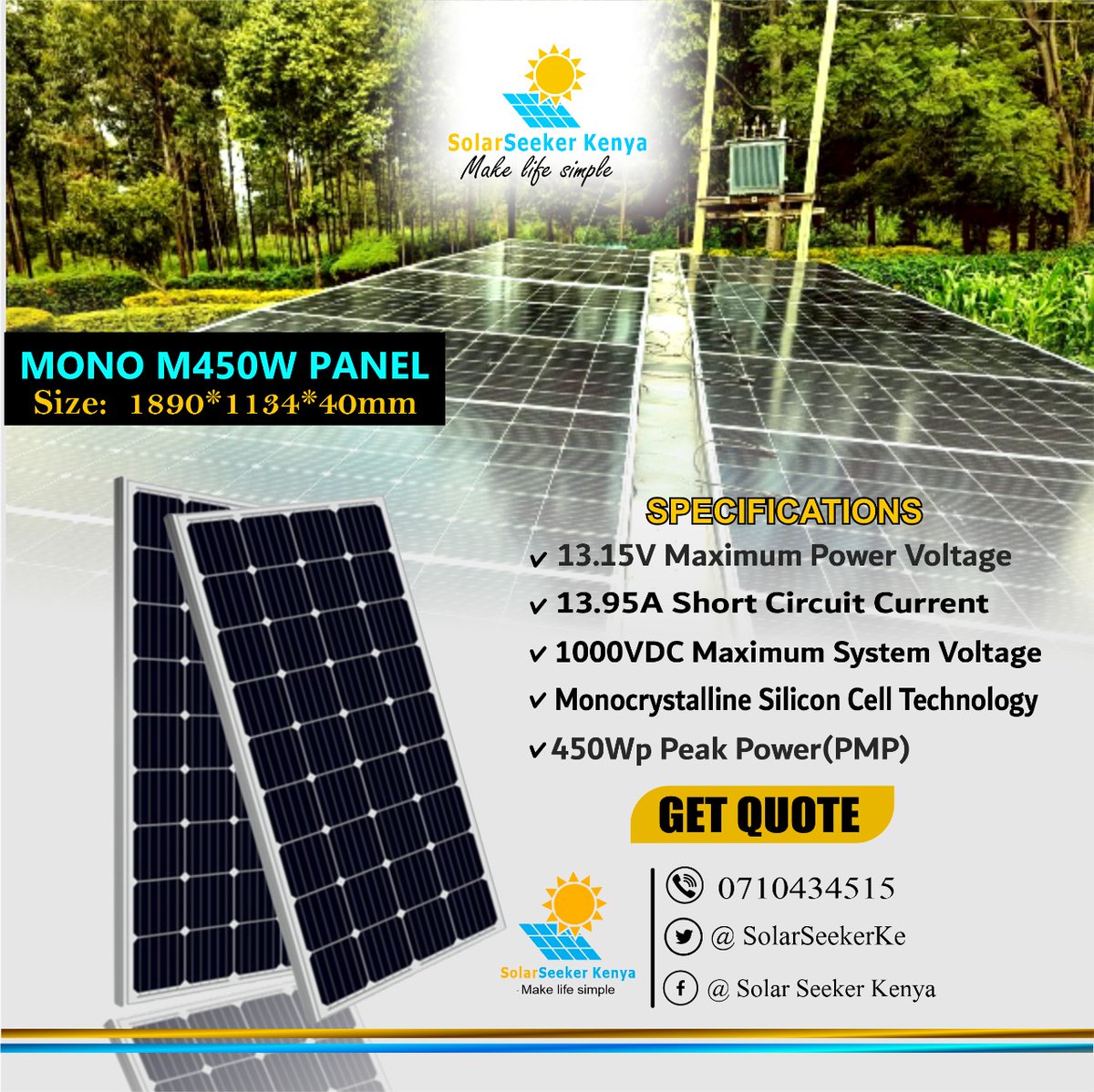 We design and install your solar system with premium-quality panels and equipment so you can be confident your system will produce most power for the longest time.

Call us today:0710434515 
.
Verified presidential Results Eldoret #itumbi Luo Nyanza Rigathi Joho My 5th Ruto