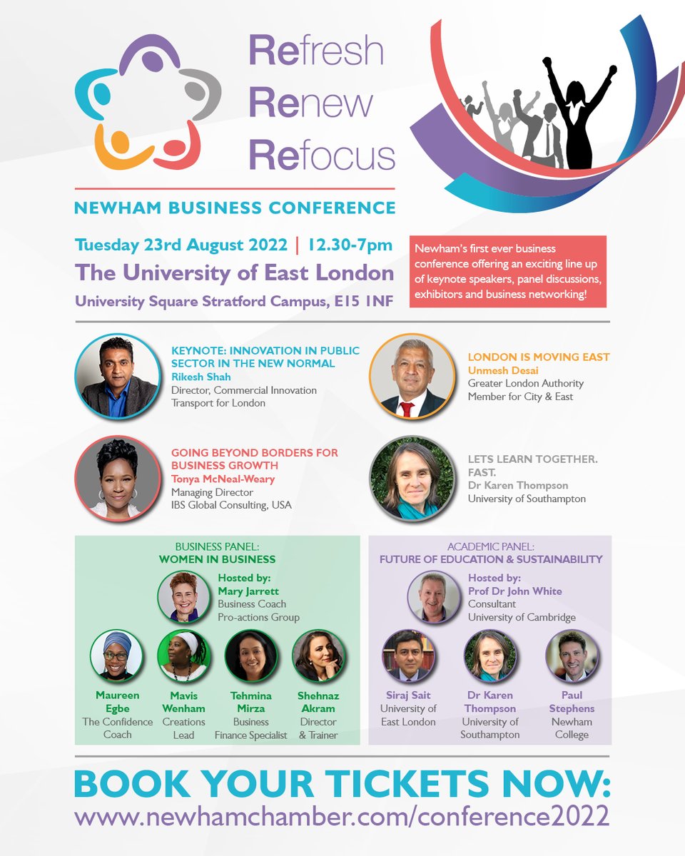 newhamchamber's tweet photo. Join us for the first ever Newham Business Conference where the theme is 

‘Refresh, Renew, Refocus’

More information on the speakers and how to book can be found here:
https://t.co/LVcJksdDxQ 

#Refresh #Renew#Refocus #Newham #NewhamConference #NewhamChamber #eastLondon https://t.co/EQNqev2IF2