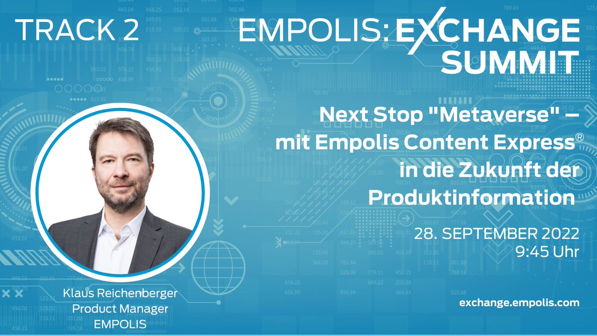 EmpolisSoftware's tweet photo. Jetzt anmelden zum Empolis:Exchange Summit 2022 am 27. &amp; 28. September!
Unter dem Motto „Produkte &amp; Services digital neu denken. So funktioniert es!“ erwartet Sie ein spannendes Programm mit inspirierenden Vorträgen und tollen Gästen,
https://t.co/Z7UWMzaZBk
#EmpolisExchange2022 https://t.co/EIuACWWViS
