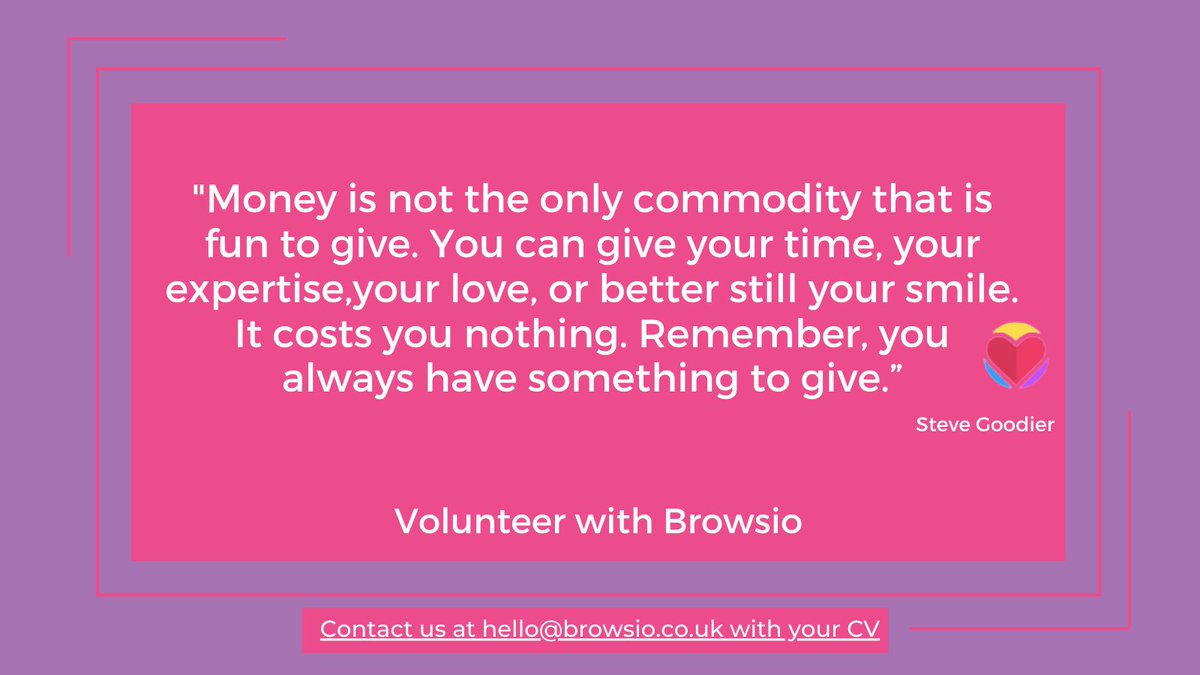 Browsio1's tweet photo. Join our community of volunteers.Browsio is hugely exciting and is right at the beginning of its journey π. If you or anyone you know would like to get involved please contact us at hello@browsio.co.uk with your cv.
#volunteering #volunteeringwithbrowsio #browsio https://t.co/xWgP5cH0S4