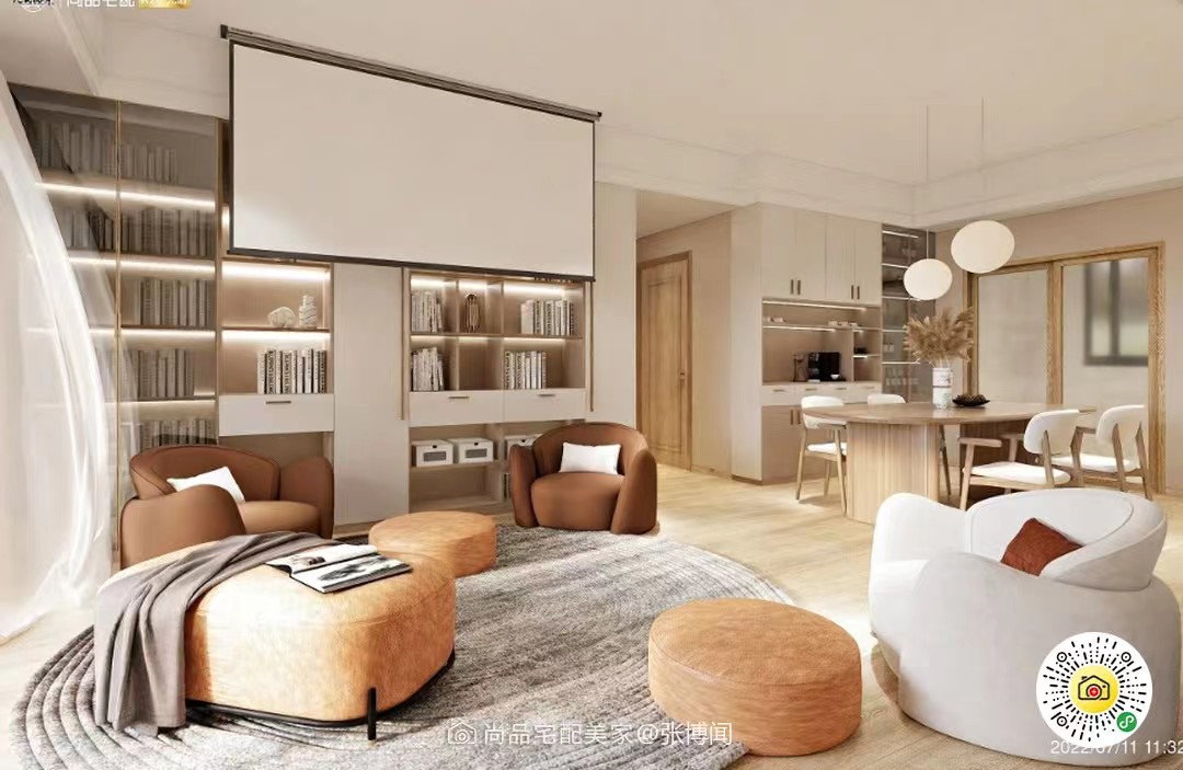 SHANGPIN66's tweet photo. Try to combine the function of living room and studyroom together, make good use of the space as the house gets only 70 m2. #design #customized #furniture #spaceutilization #livingroom #bookcase #studyroom #diningroom #modern #luxury #projector https://t.co/jfcfNQUEQB