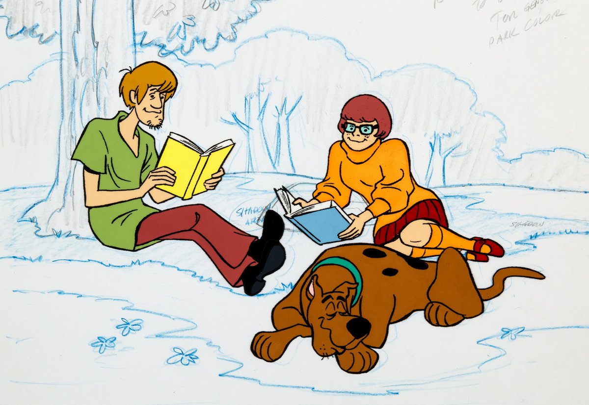 Happy #NationalRelaxationDay! #ScoobyDoo knows that a great way to relax is with a good book. Given the colour of these, I'm imagining that Velma is reading a #HardyBoys adventure, while Shaggy is enjoying #NancyDrew—and happy that for once he's not the one solving the mystery!😊